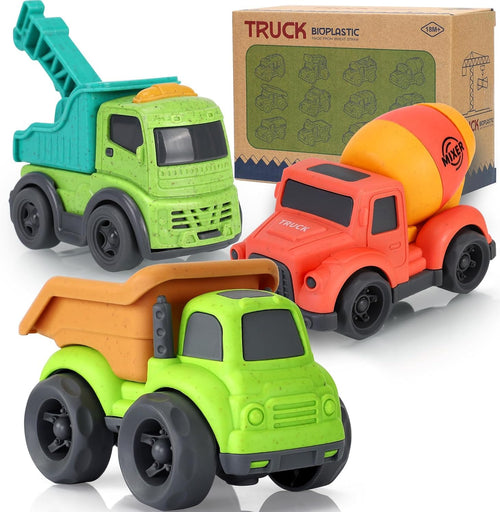 MonotrakStudio 3-in-1 Construction Truck Toy Set for Toddlers