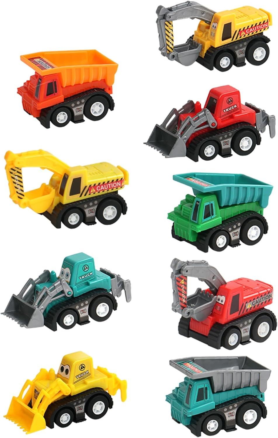 MonotrakStudio Construction Toy Cars, Mini Pull-Back Trucks for Kids