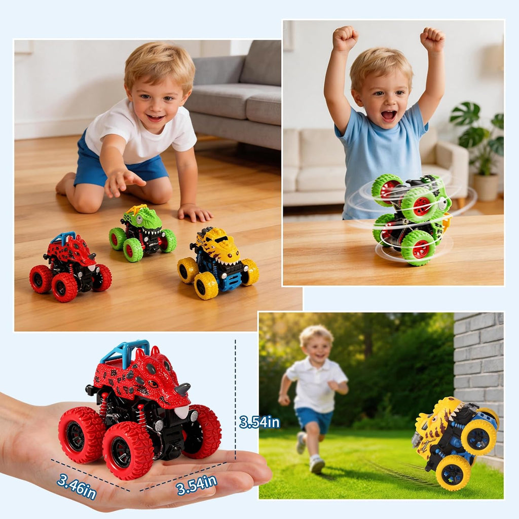 MonotrakStudio Dinosaur Monster Truck Toy Set for Boys & Girls